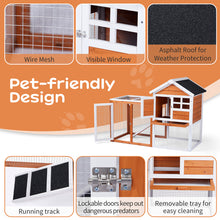 Wooden Rabbit Hutch with Run - Fir Wood with Ladder - Purrfect Pet Haven