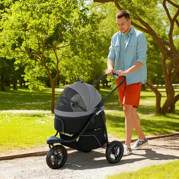 3 In 1 Pet Jogging Stroller - Small Dogs Cats Detachable Carrier - Purrfect Pet Haven