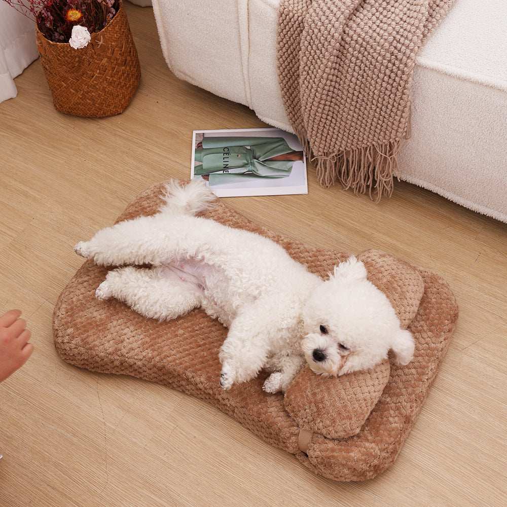 Soft Plush Calming Cushion Pet Bed Mat with Pillow - Fits Dogs Cats - Purrfect Pet Haven