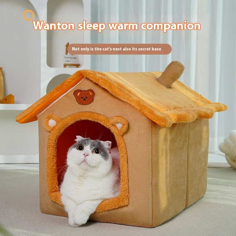 Cute House Type Cathouse Doghouse - Removable Washable Pet Bed - Purrfect Pet Haven