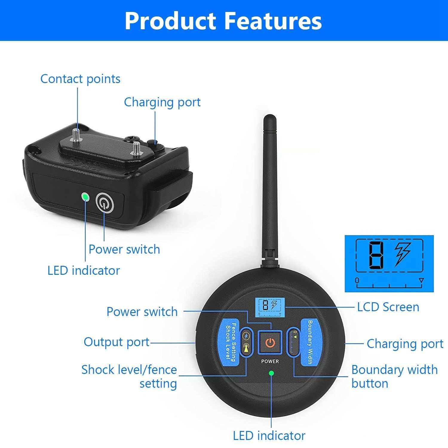 Wireless Electric Dog Fence Pet Shock Boundary Containment System Electric Training Collar For Small Medium Large Dogs - Purrfect Pet Haven