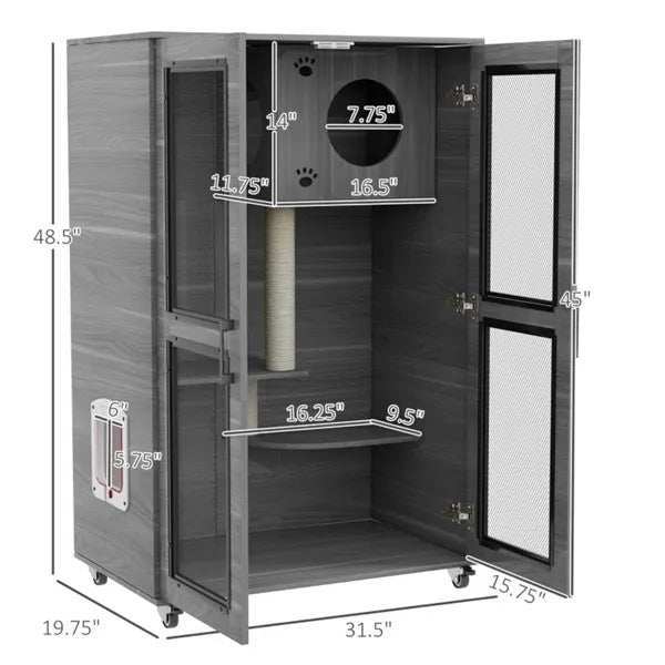 Ultimate Cat Tree Villa Apartment with Wheels - Premium Mobile Cat Furniture - Purrfect Pet Haven