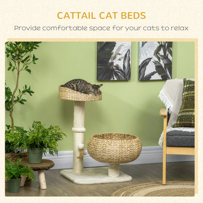Cat Tree - Small Basket Bed with Scratching Post & Toy - Purrfect Pet Haven
