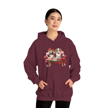 Christmas Hoodie - Festive Puppies on Sofa Design - Purrfect Pet Haven