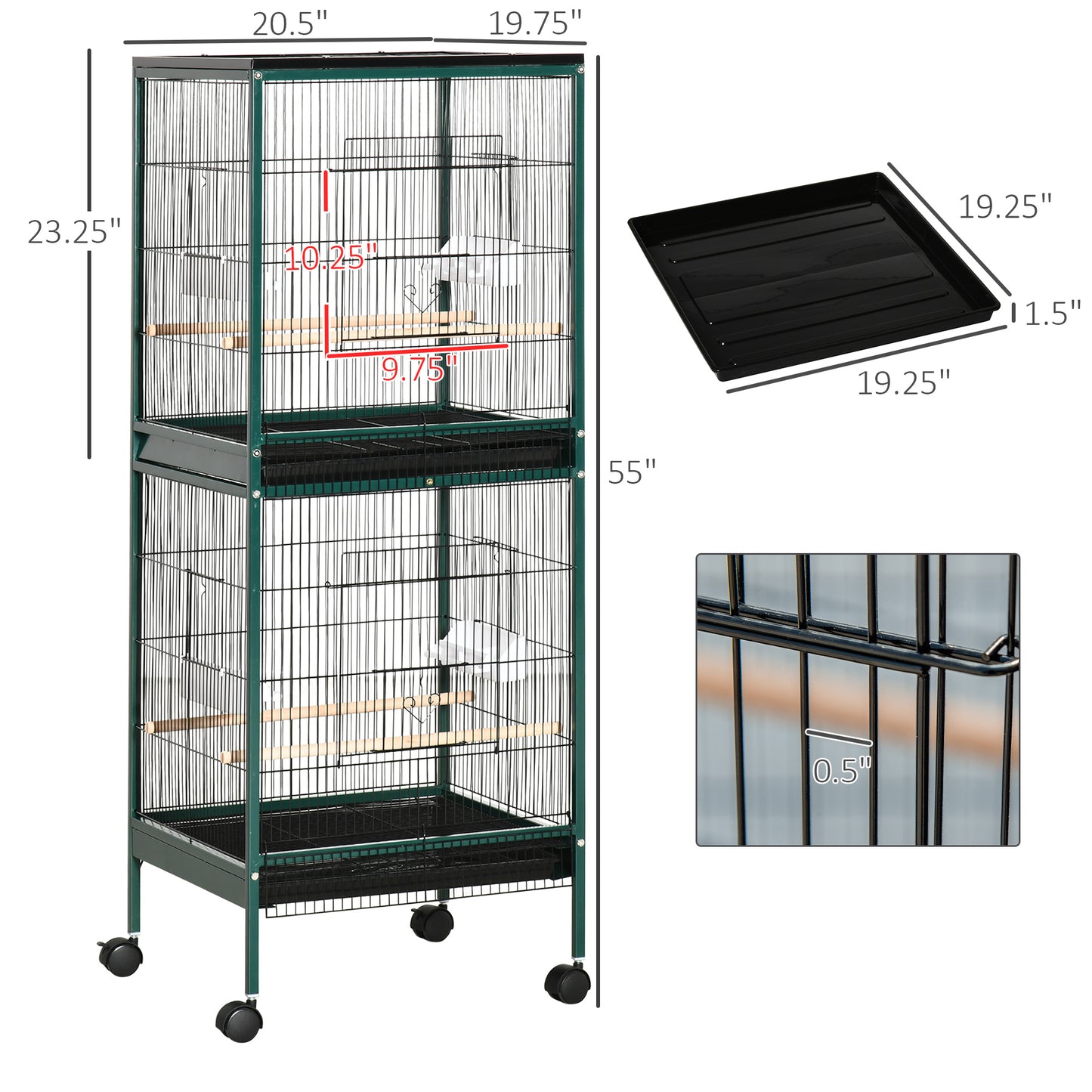 Large Bird Cage with Wide Wingspan Space - Purrfect Pet Haven