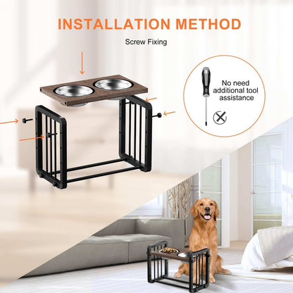 H-shaped Iron Frame 3 Height Elevated Dog Bowl - Purrfect Pet Haven