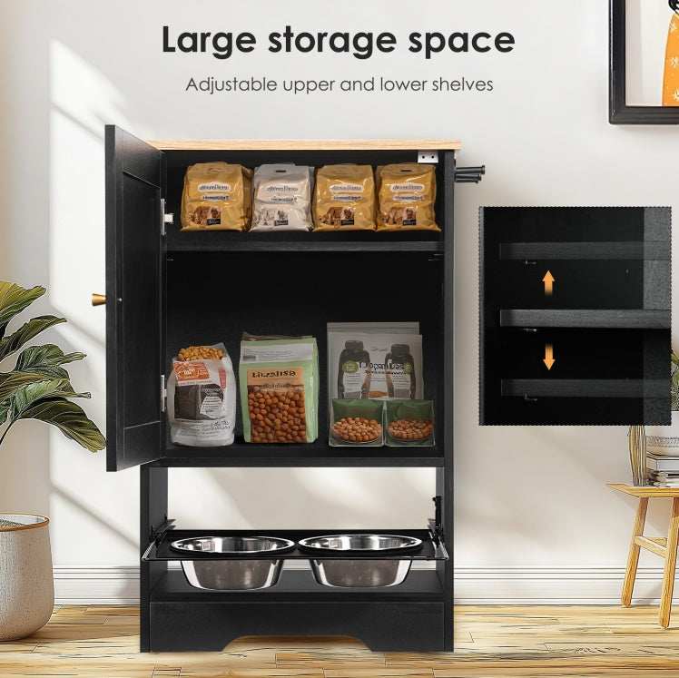 Pet Feeding Station 1 Locker and 2 Overhead Dog Bowls - Purrfect Pet Haven