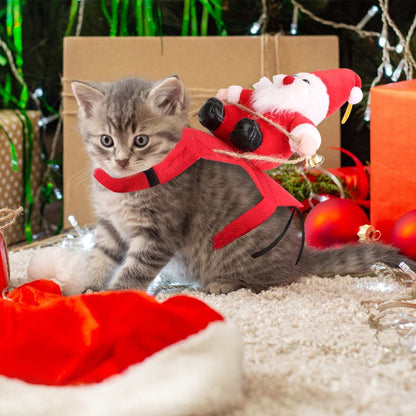 Christmas Santa Pet Outfit - Riding Style with Bell - Purrfect Pet Haven
