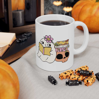 Cute Ghost Ceramic Mug | Coffee Cup for Book Lovers | Halloween Decor | Gift for Readers - Purrfect Pet Haven