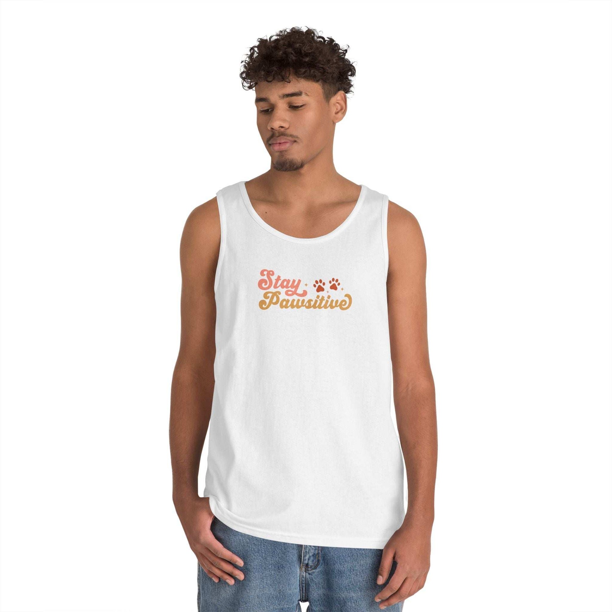 Cute Pet Lover Tank Top, Stay Pawsitive Tank, Funny Dog Lover Shirt - Purrfect Pet Haven