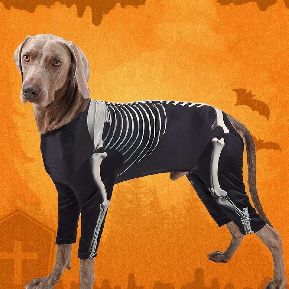 Spooky Skull Dog Halloween Outfit - Gothic Pet Dress Up Costume - Purrfect Pet Haven