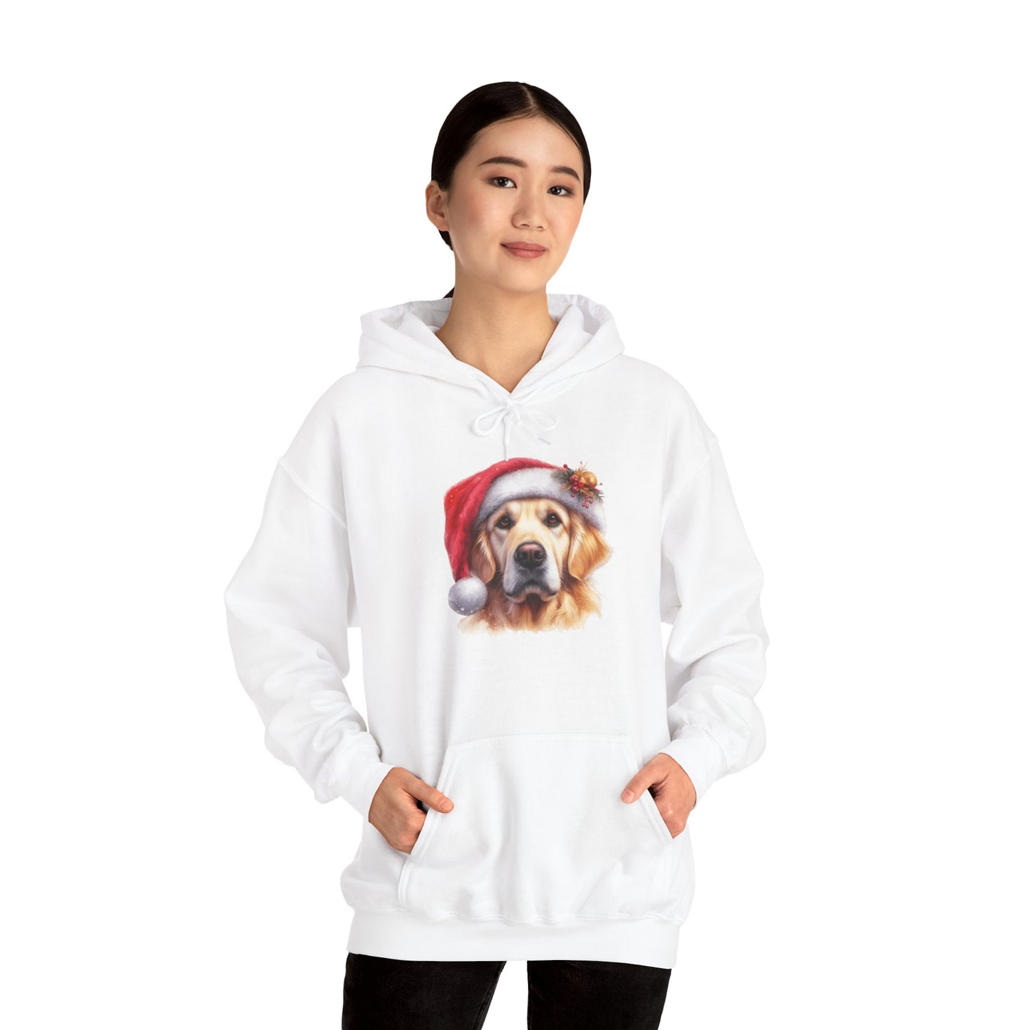 Christmas Hoodie - Golden Retriever in Santa Hat - Purrfect Pet Haven