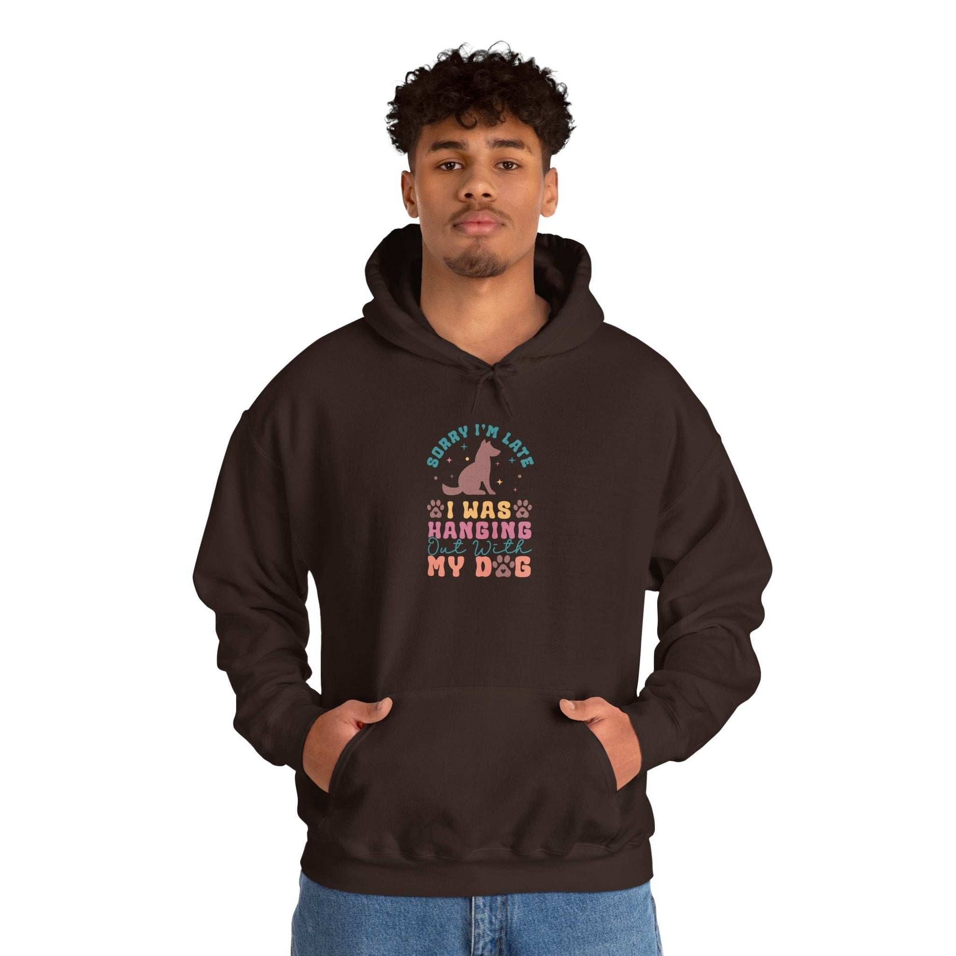 Funny Dog Lover Sweatshirt - "Sorry I'm Late, I Was Hanging Out With My Dog" - Unisex Heavy Blend™ Hoodie - Purrfect Pet Haven