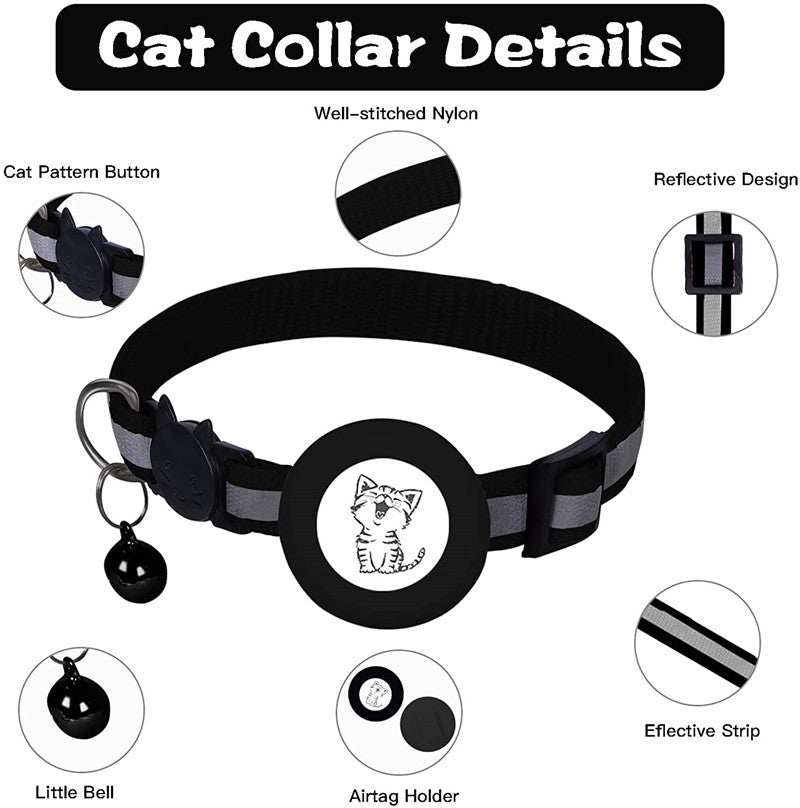 Apple Air Tag Tracker Protective Cover Anti-missing Pet Positioning Reflective Cat Collar - Purrfect Pet Haven