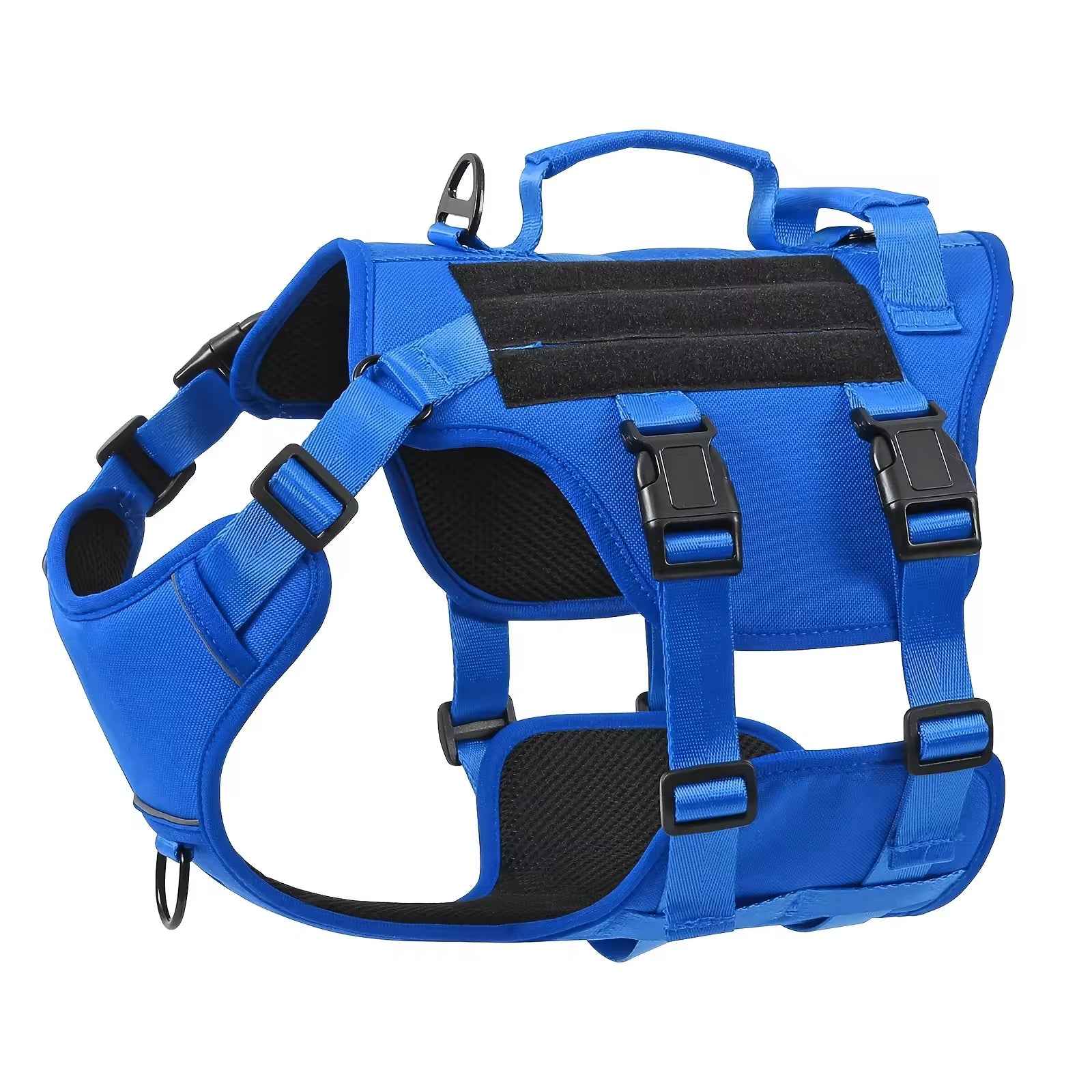Heat-resistant Durable Nylon Tactical Service Dog Harness, Adjustable No-pull Reflective Vest With Dual Handles For Large Dogs