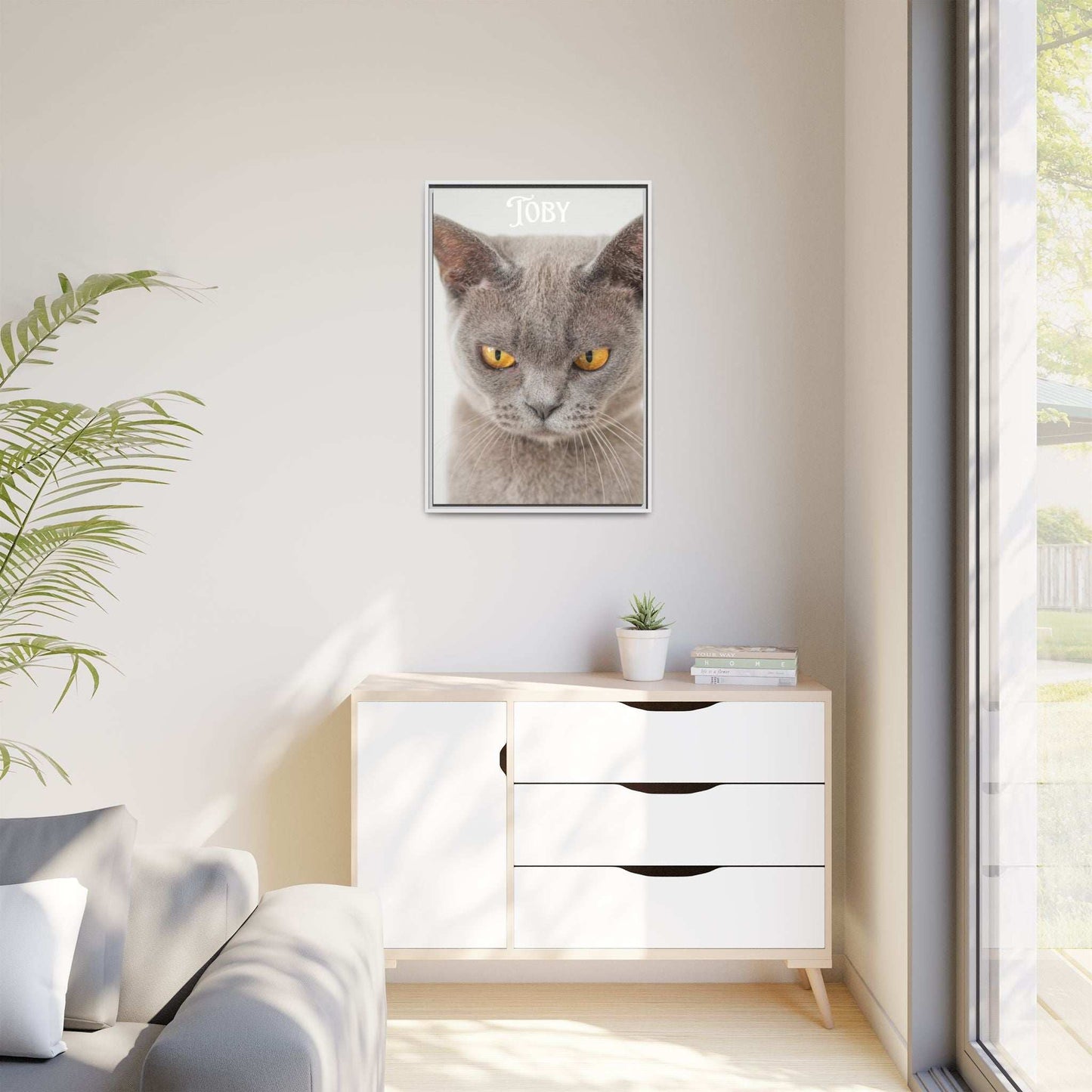 Personalized Photo Wall Art - Framed Matte Canvas Print for Pet Lovers - Customizable Name Print | Purrfect Pet Haven