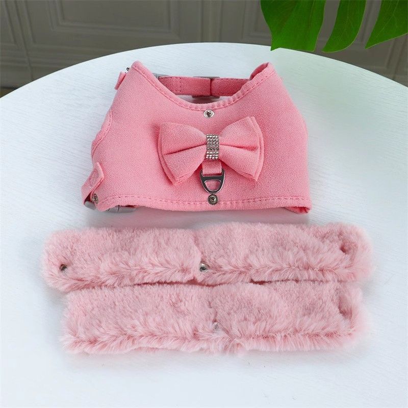Bow Tie Puppy Harness - Warm Padded Dog Leash Set - Purrfect Pet Haven