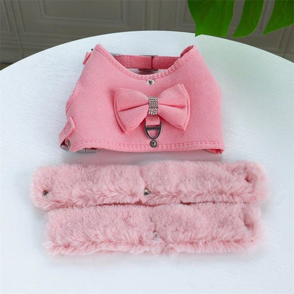 Bow Tie Puppy Harness - Warm Padded Dog Leash Set - Purrfect Pet Haven