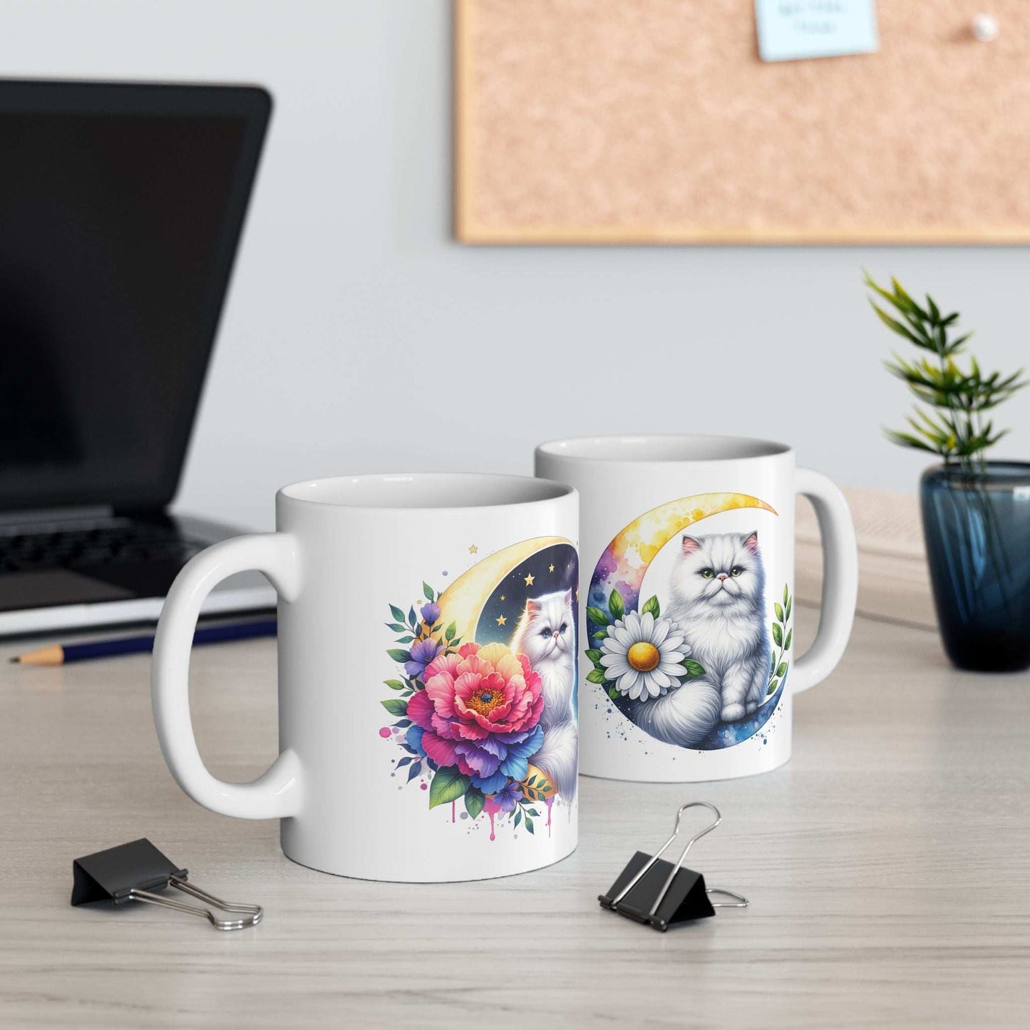 Whimsical Floral Cat Ceramic Mug - 11oz & 15oz - Purrfect Pet Haven