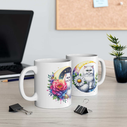 Whimsical Floral Cat Ceramic Mug - 11oz & 15oz - Purrfect Pet Haven