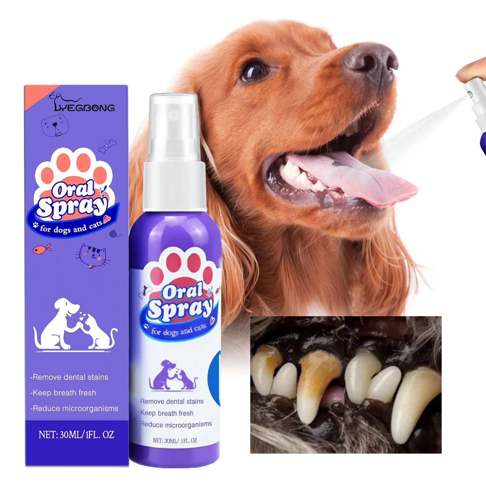Teeth Cleaning Stain Removal Spray - Fresh Breath Pet Oral Care Spray - Purrfect Pet Haven