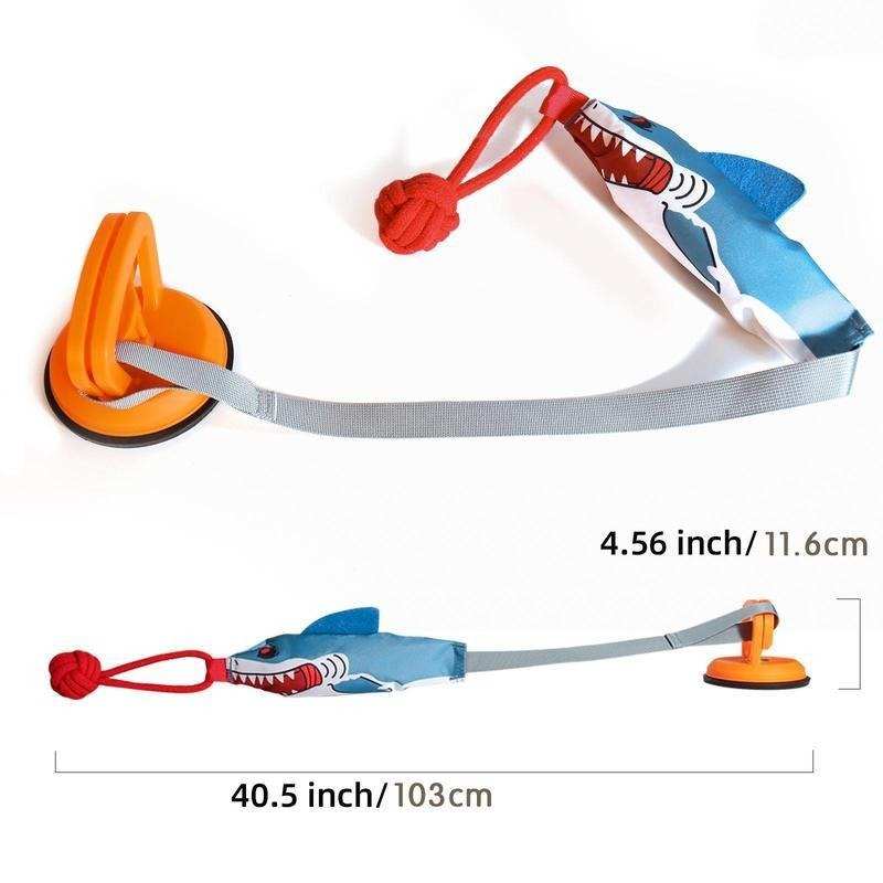 Shark Shaped Interactive Twine Rope Ball Dog Pet Chew Squeaky Toy With Suction Cup - Purrfect Pet Haven