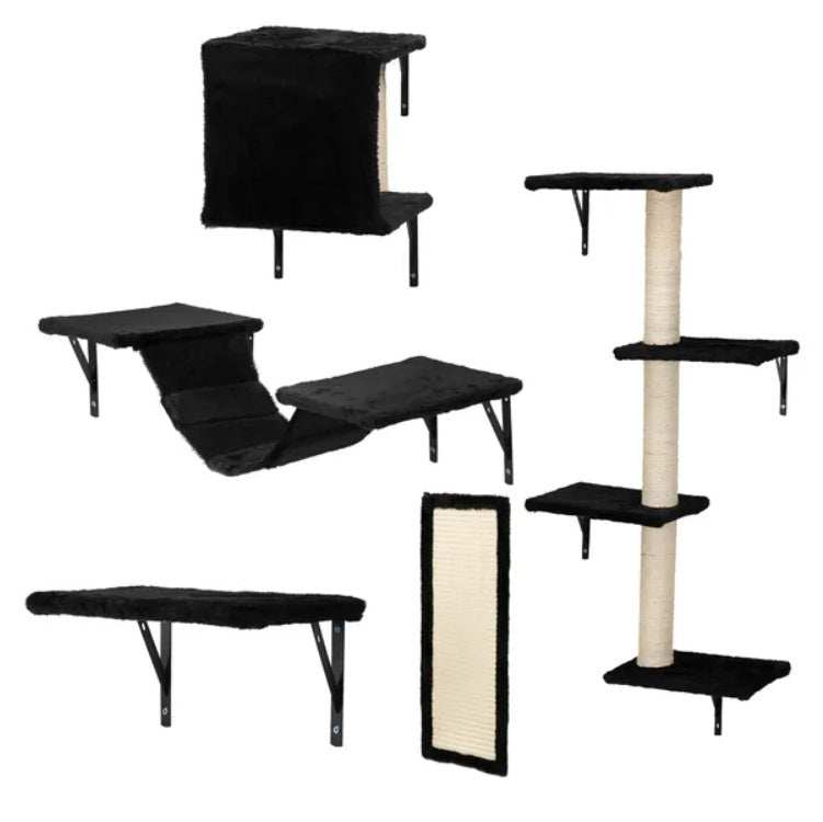 5 Pcs Wall Mounted Cat Climber Set  Floating Cat Shelves And Perches  Cat Activity Tree With Scratching Posts  Modern Cat Furniture - Purrfect Pet Haven