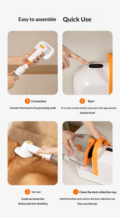 Pet Electric Hair Clipper with Suction - Built-in Vacuum Grooming Tool