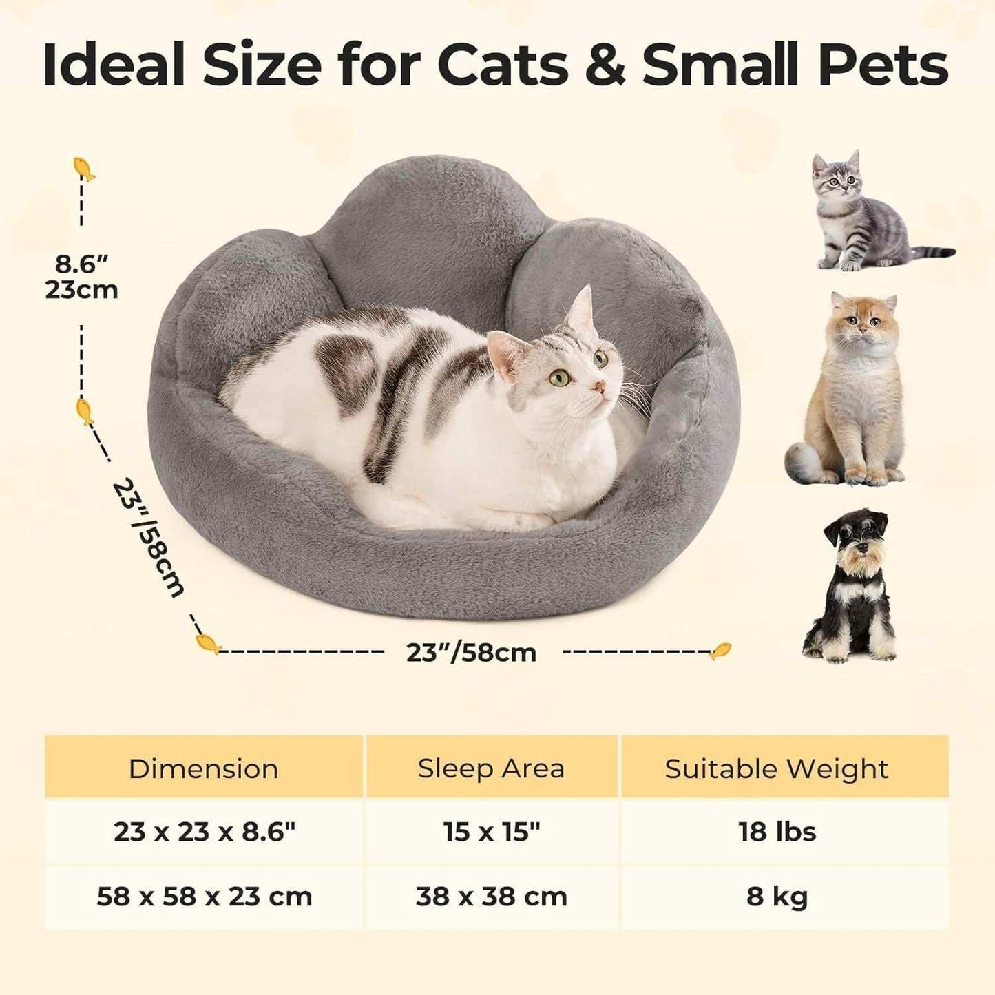 Flower-Shaped Pet Bed - Fluffy Washable Couch for Cats & Small Dogs - Purrfect Pet Haven