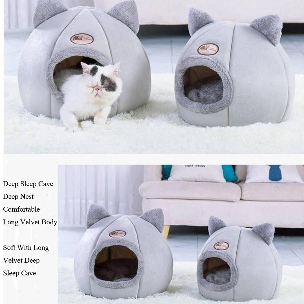 Winter Cat Nest - Large Enclosed Warm Sofa Bed for Cold Weather - Purrfect Pet Haven