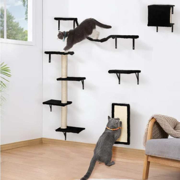 5 Pcs Wall Mounted Cat Climber Set  Floating Cat Shelves And Perches  Cat Activity Tree With Scratching Posts  Modern Cat Furniture - Purrfect Pet Haven