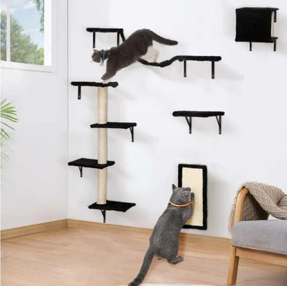 5 Pcs Wall Mounted Cat Climber Set  Floating Cat Shelves And Perches  Cat Activity Tree With Scratching Posts  Modern Cat Furniture - Purrfect Pet Haven