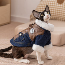 Retro Rebel Jacket - Denim Pet Coat with Fur - Purrfect Pet Haven