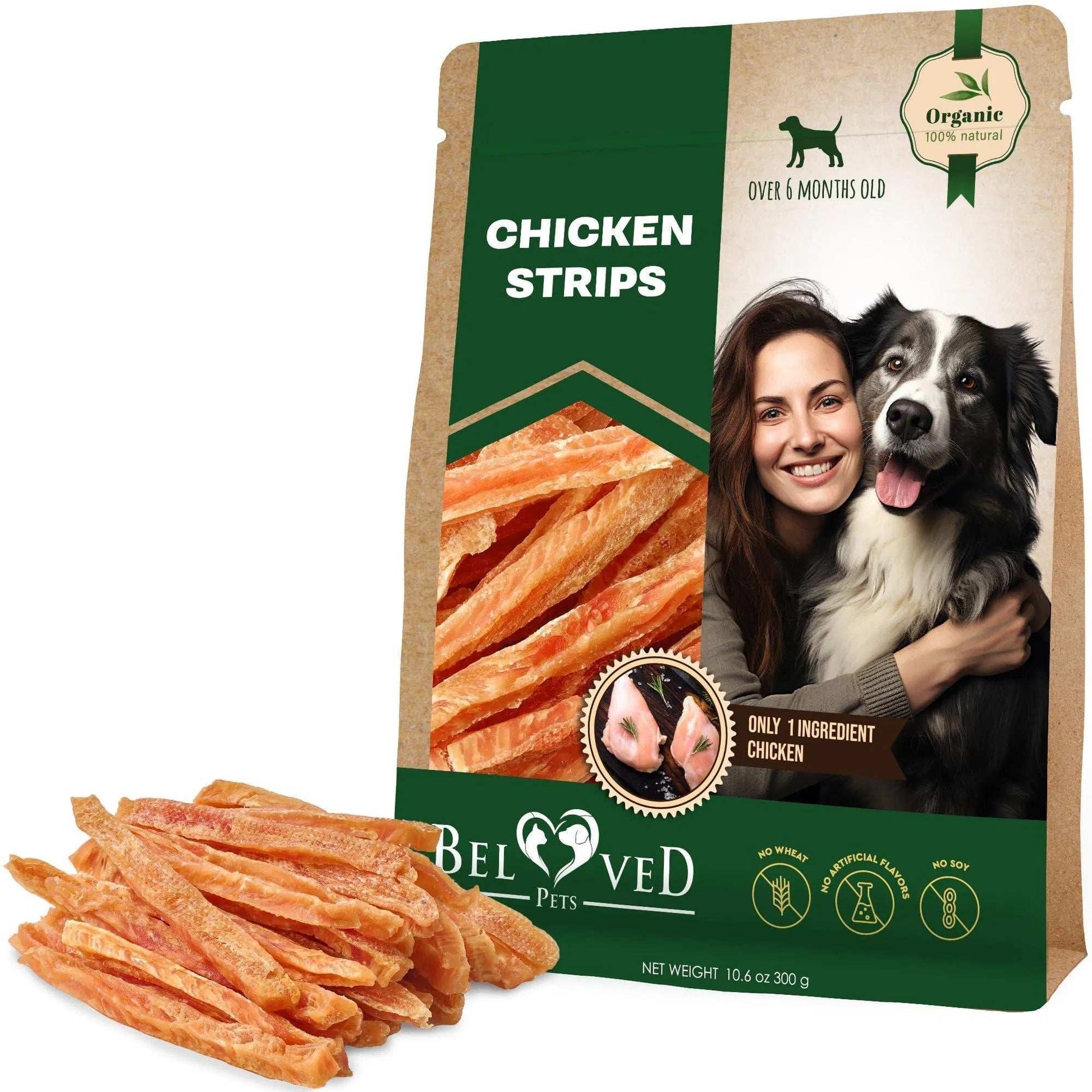 Human Grade Grain Free Meat Chicken Strips Dog Treats 10.6 Oz - Purrfect Pet Haven