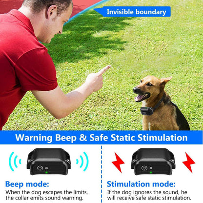 Wireless Electric Dog Fence Pet Shock Boundary Containment System Electric Training Collar For Small Medium Large Dogs - Purrfect Pet Haven