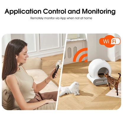 Self-cleaning Litter Box, Automatic Scooping And Deodorization, App Control Supports 2.4G WiFi, Intelligent Automatic Litter Box With Padding - Purrfect Pet Haven