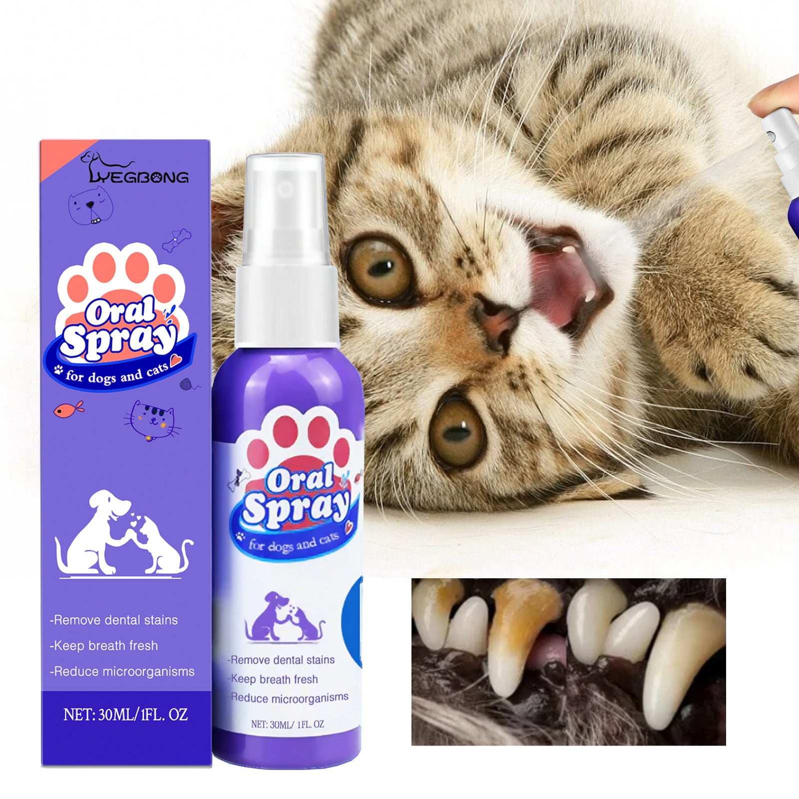 Teeth Cleaning Stain Removal Spray - Fresh Breath Pet Oral Care Spray - Purrfect Pet Haven