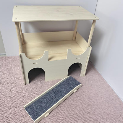 Solid Wood Multi-Functional Detachable Cage With A Double-Layer Hideaway House