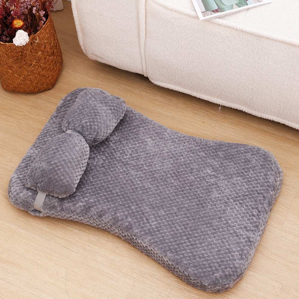 Soft Plush Calming Cushion Pet Bed Mat with Pillow - Fits Dogs Cats - Purrfect Pet Haven