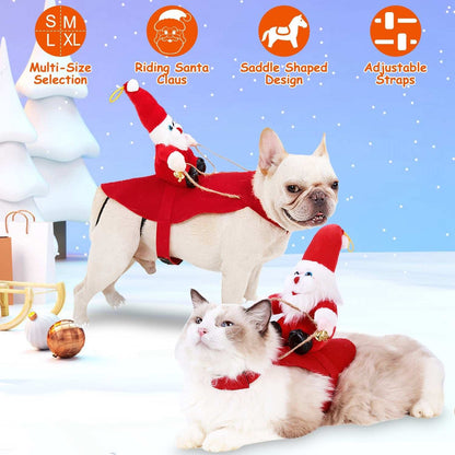 Christmas Santa Pet Outfit - Riding Style with Bell - Purrfect Pet Haven