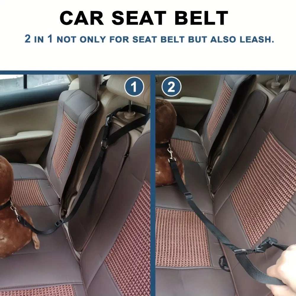 Adjustable Harness Solid Two-in-one Car BackSeat Pet Safety Belt Lead Leash - Purrfect Pet Haven
