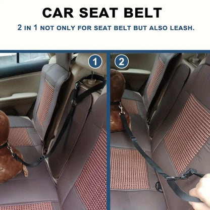 Adjustable Harness Solid Two-in-one Car BackSeat Pet Safety Belt Lead Leash - Purrfect Pet Haven