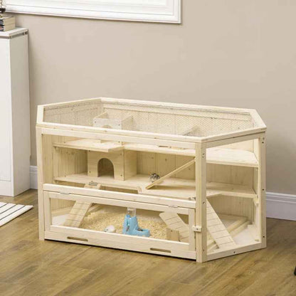 Large Wooden Hamster Cage -  3 Tier Playhouse with Tray