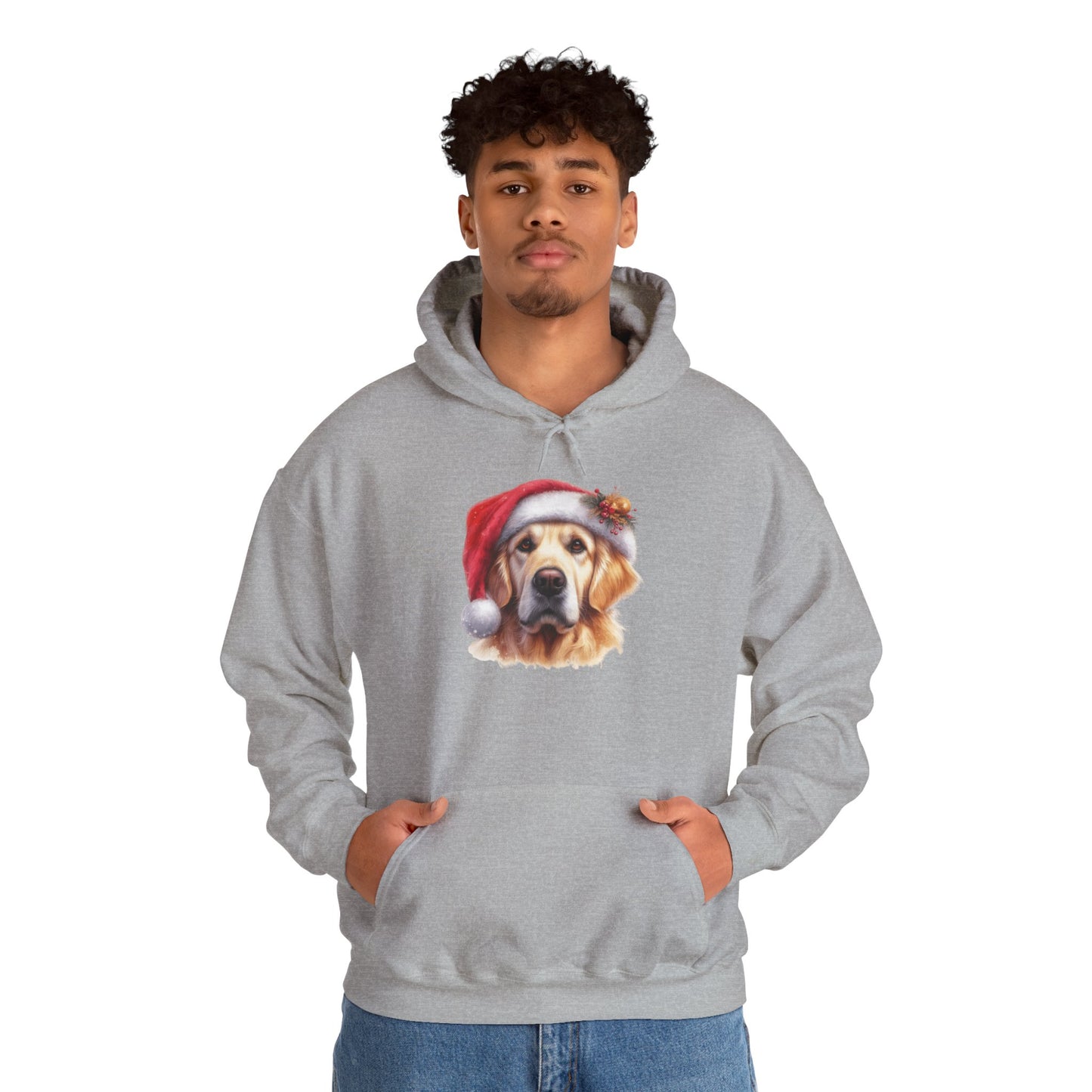 Christmas Hoodie - Golden Retriever in Santa Hat - Purrfect Pet Haven