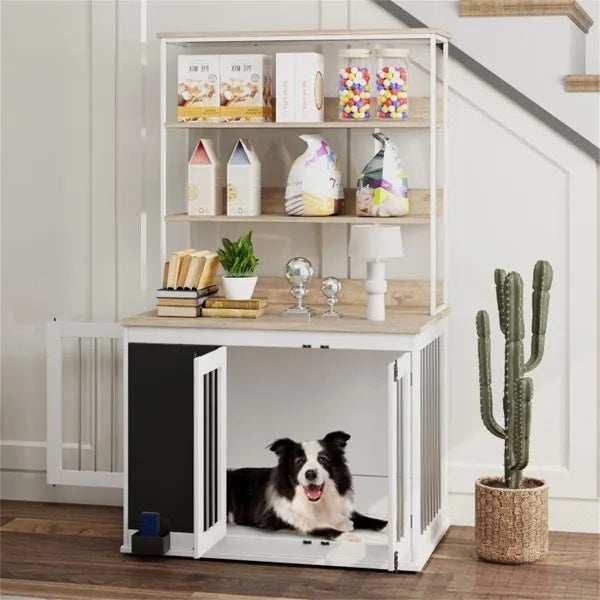 Furniture Dog Crate with Storage - Large Side Table Kennel - Purrfect Pet Haven