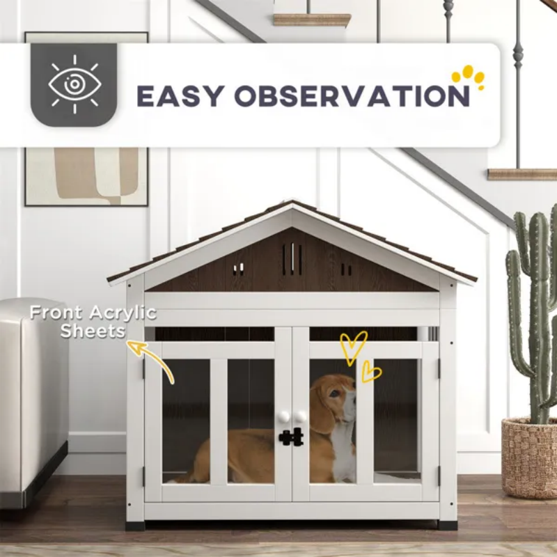 Elegant Haven Crate - Wooden Dog Furniture Kennel - Purrfect Pet Haven