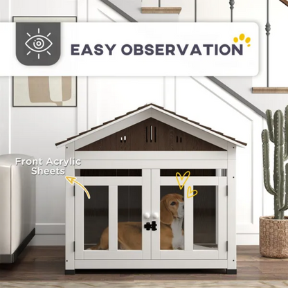 Elegant Haven Crate - Wooden Dog Furniture Kennel - Purrfect Pet Haven