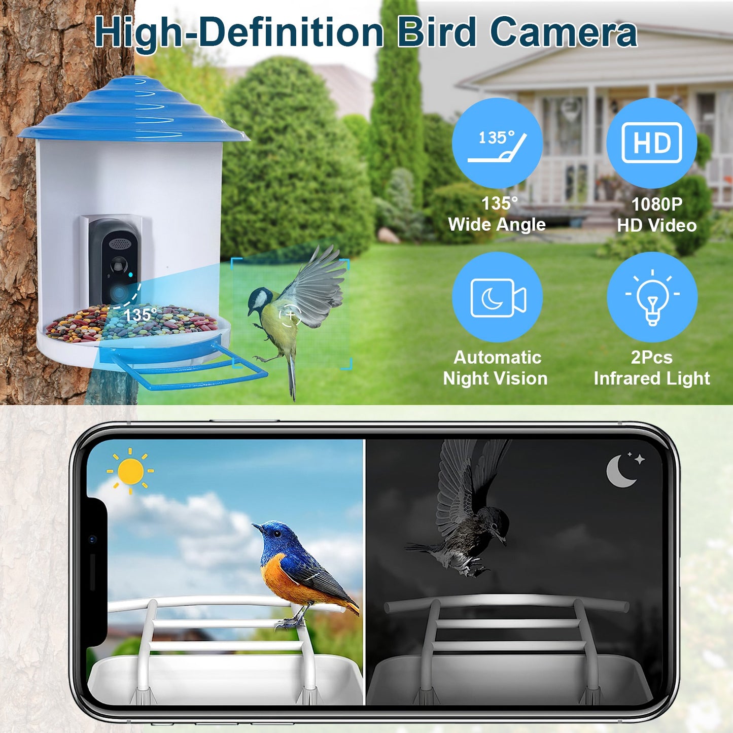 BirdCam Pro Feeder - Smart Solar HD Camera with AI ID - Purrfect Pet Haven