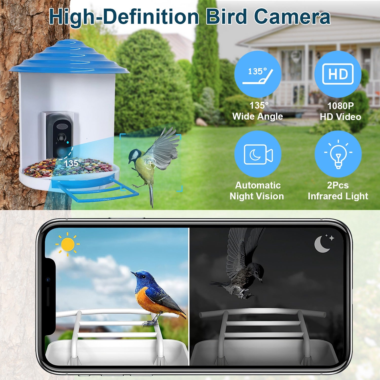 BirdCam Pro Feeder - Smart Solar HD Camera with AI ID - Purrfect Pet Haven