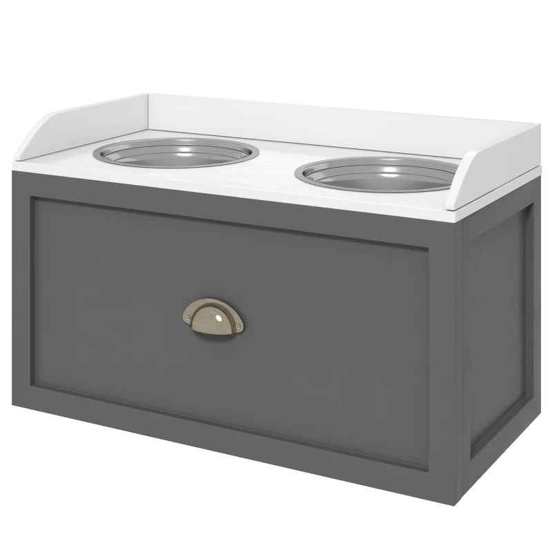 Elevated Dog Bowls - Pet Feeding Station With Storage